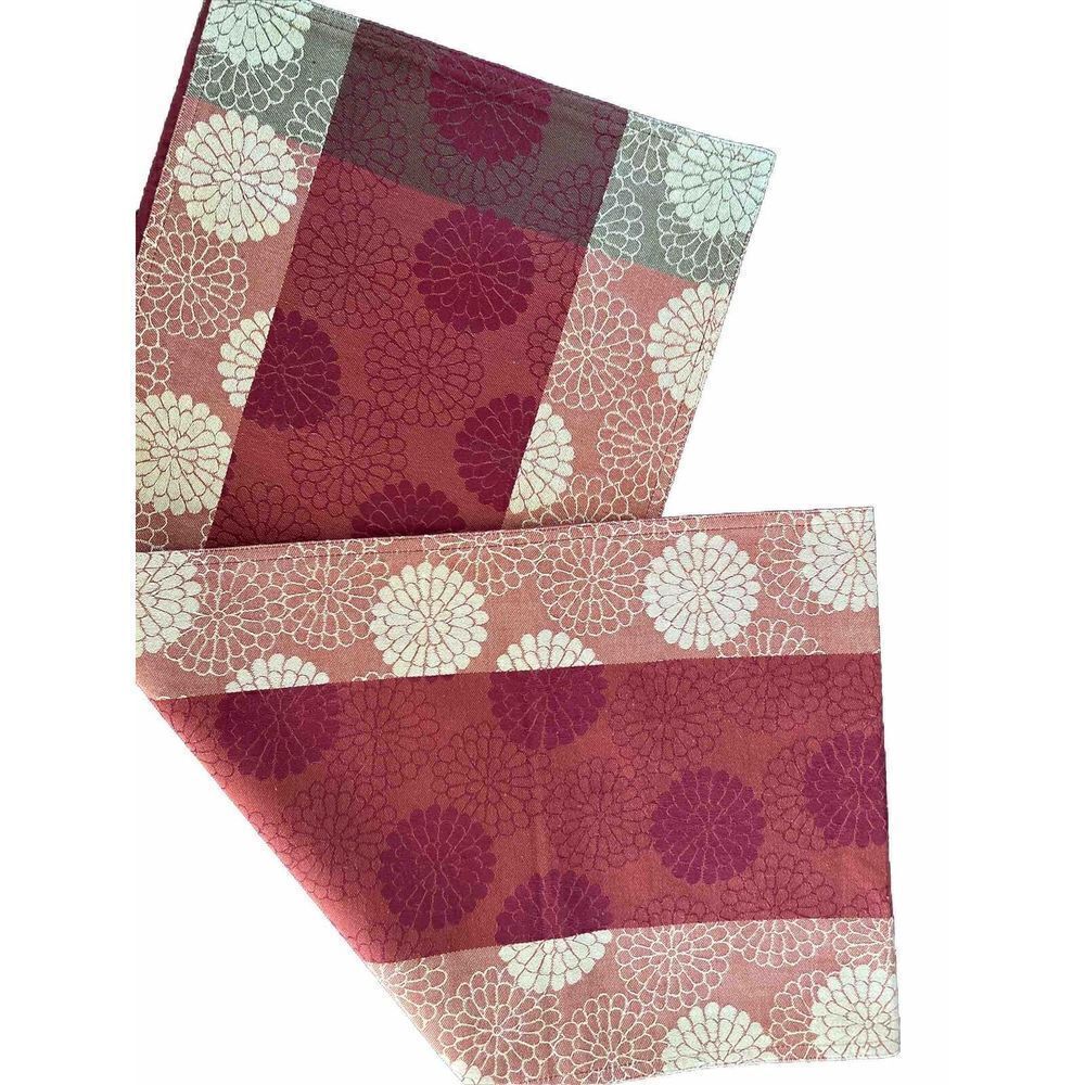 Pier 1 autumn fall cotton‎ table runner rust orange copper yellow pattern